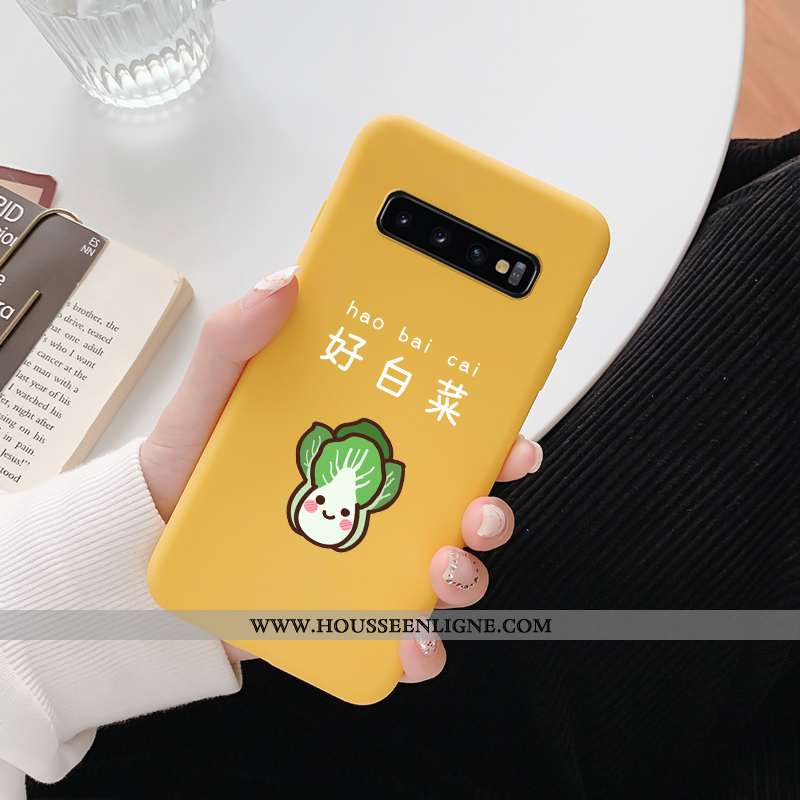 Housse Samsung Galaxy S10 Tendance Fluide Doux Vert Silicone Blanc Délavé En Daim Personnalité Verte