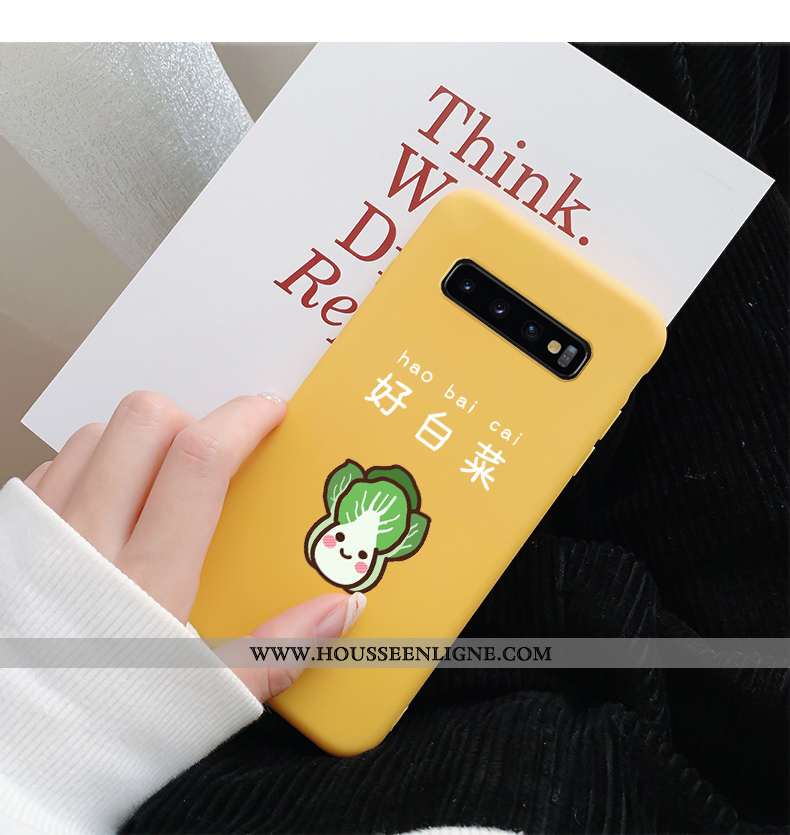 Housse Samsung Galaxy S10 Tendance Fluide Doux Vert Silicone Blanc Délavé En Daim Personnalité Verte