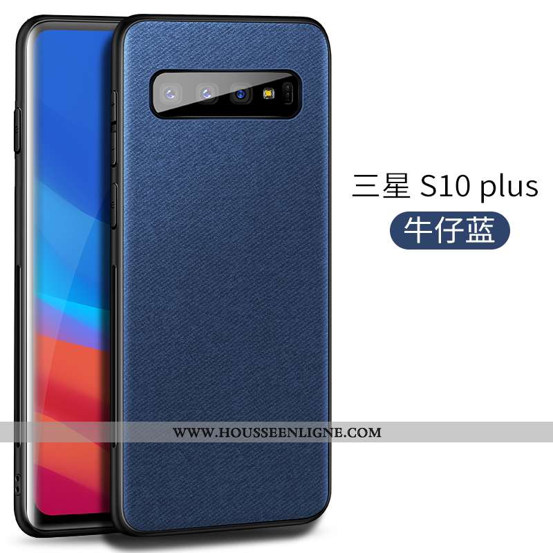 Housse Samsung Galaxy S10+ Tendance Légère Magnétisme Tissu Ultra Modèle Fleurie Coque Gris