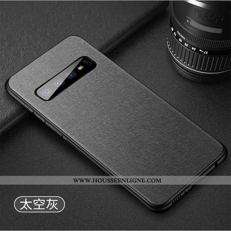 Housse Samsung Galaxy S10+ Tendance Légère Magnétisme Tissu Ultra Modèle Fleurie Coque Gris