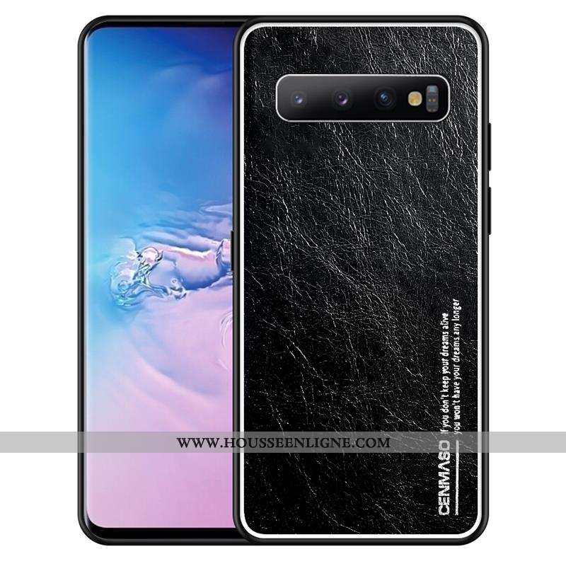 Housse Samsung Galaxy S10 Ultra Légère Protection Cuir Créatif Coque Cuir Véritable Noir
