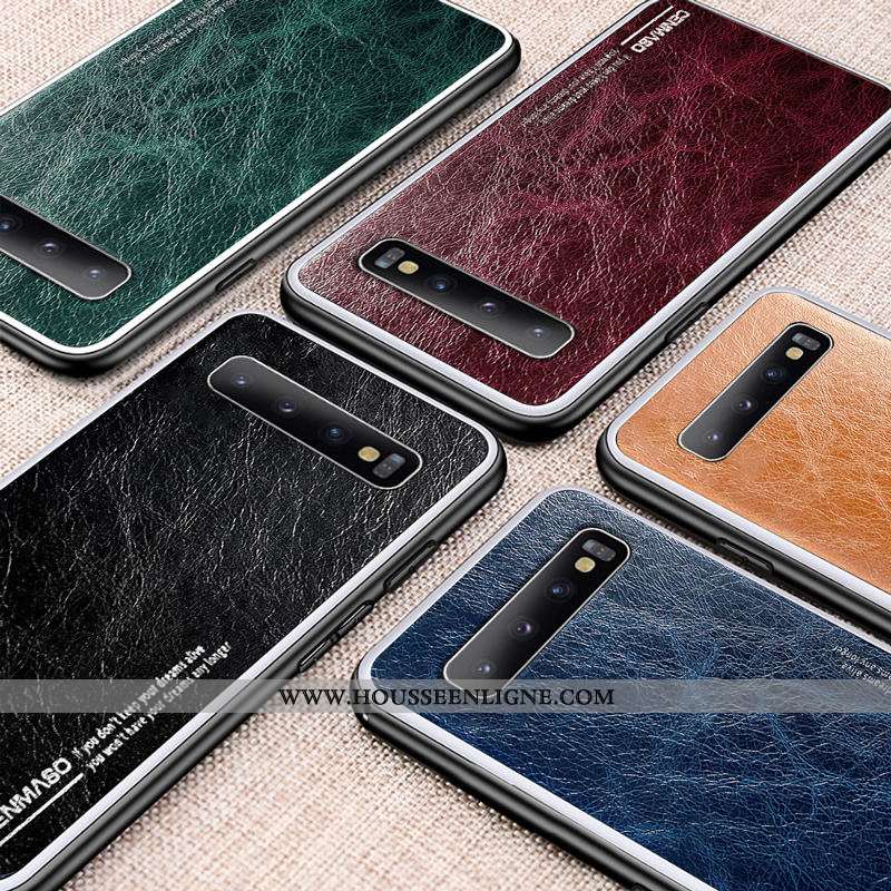 Housse Samsung Galaxy S10 Ultra Légère Protection Cuir Créatif Coque Cuir Véritable Noir