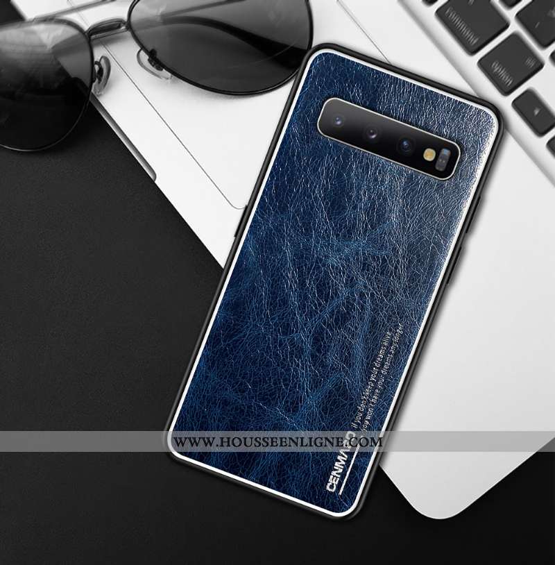 Housse Samsung Galaxy S10 Ultra Légère Protection Cuir Créatif Coque Cuir Véritable Noir