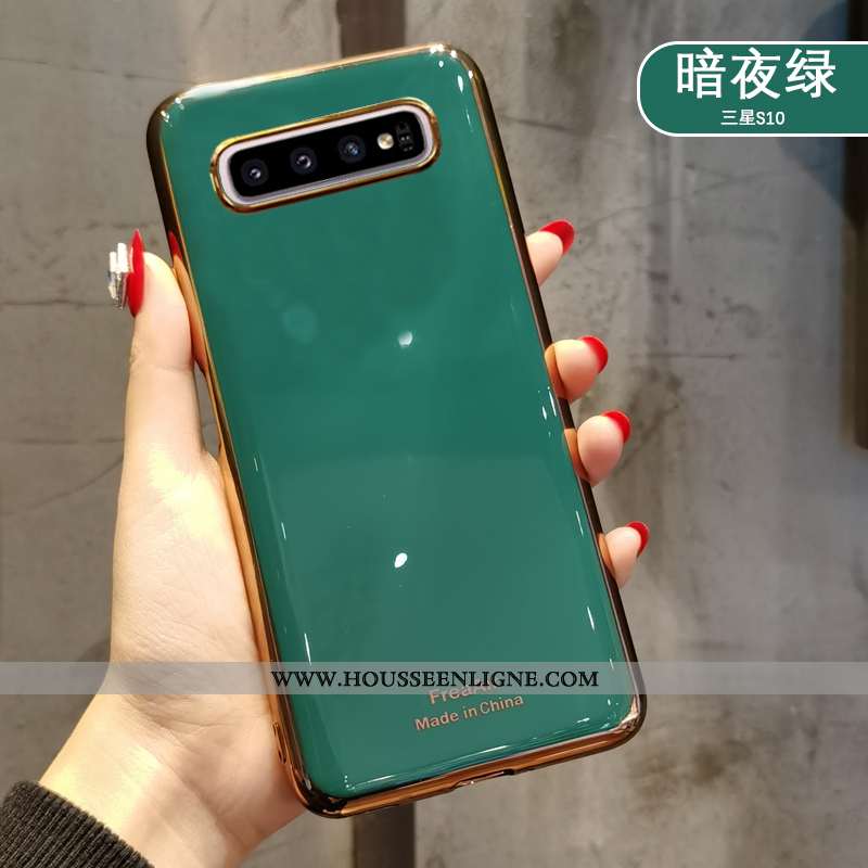 Housse Samsung Galaxy S10+ Ultra Tendance Nouveau Étui Silicone Coque Protection Verte