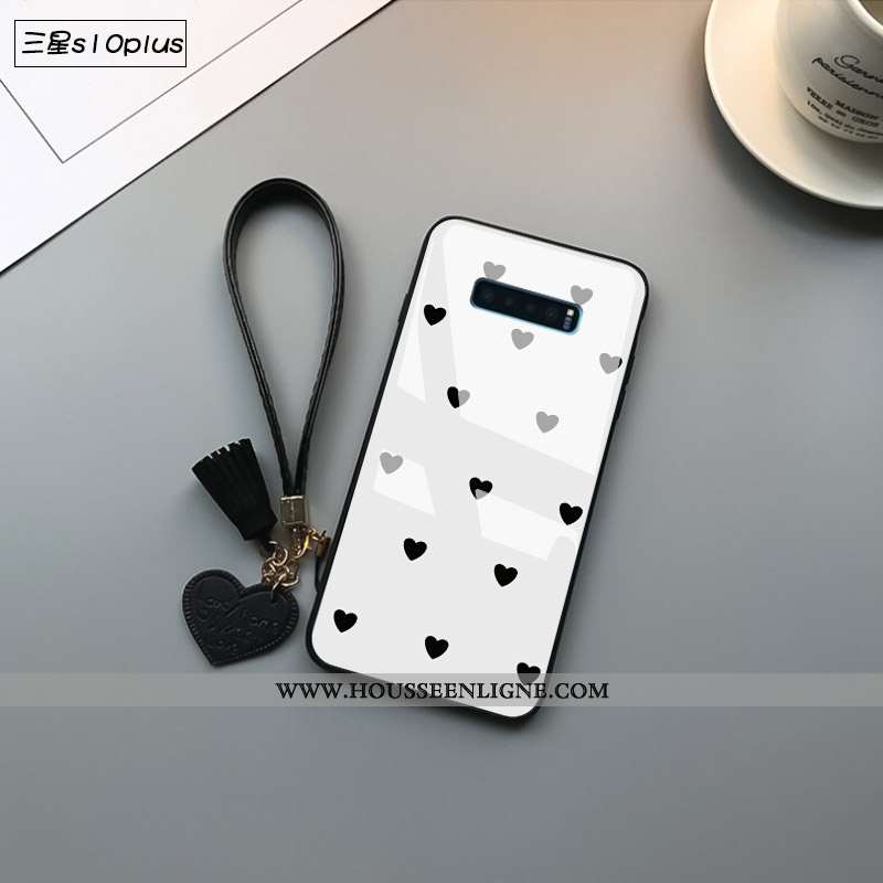 Housse Samsung Galaxy S10+ Verre Personnalité Créatif Incassable Noir Légères Légère