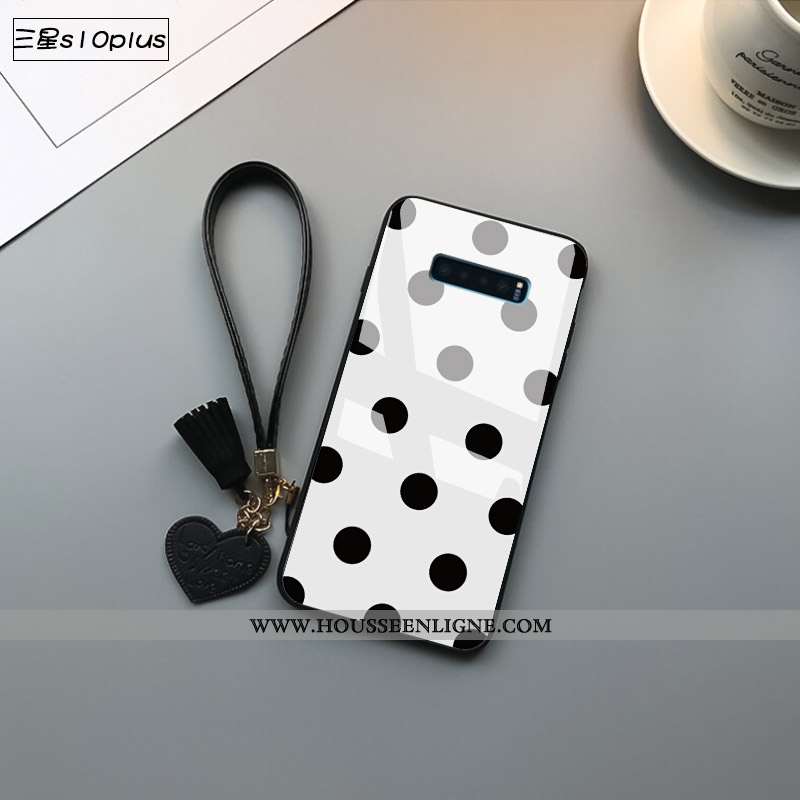Housse Samsung Galaxy S10+ Verre Personnalité Créatif Incassable Noir Légères Légère