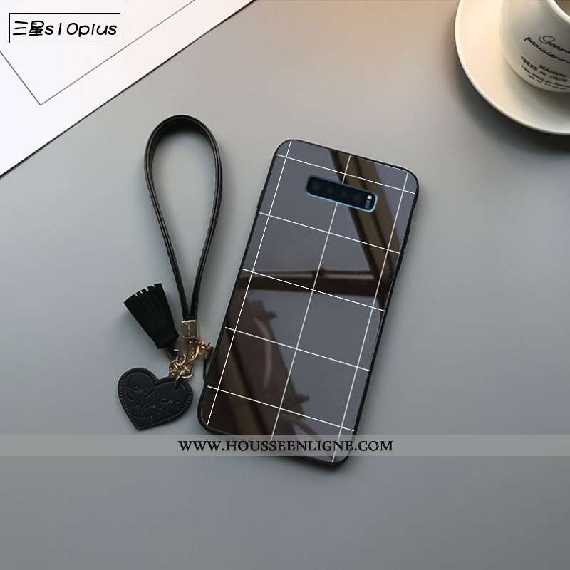 Housse Samsung Galaxy S10+ Verre Personnalité Créatif Incassable Noir Légères Légère