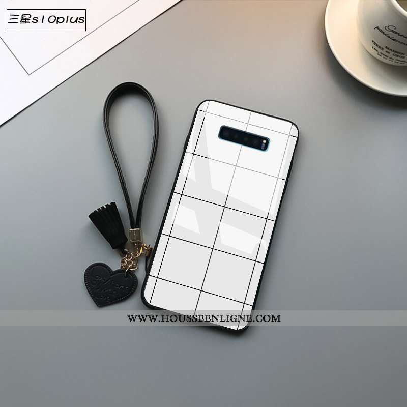 Housse Samsung Galaxy S10+ Verre Personnalité Créatif Incassable Noir Légères Légère