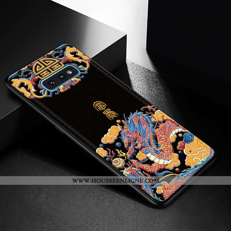 Housse Samsung Galaxy S10e Créatif Gaufrage Net Rouge Étui Tendance Personnalité Incassable Noir