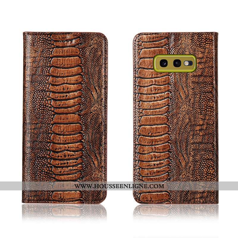 Housse Samsung Galaxy S10e Cuir Véritable Cuir Oiseau Protection Téléphone Portable Étoile Fluide Do