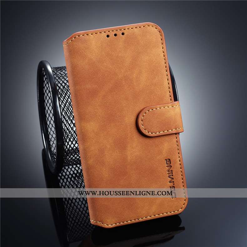 Housse Samsung Galaxy S10e Délavé En Daim Personnalité Clamshell Cuir Gris Téléphone Portable Étui