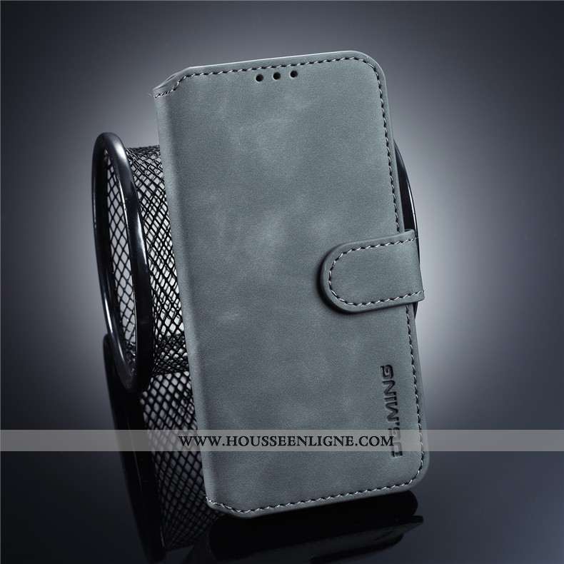 Housse Samsung Galaxy S10e Délavé En Daim Personnalité Clamshell Cuir Gris Téléphone Portable Étui