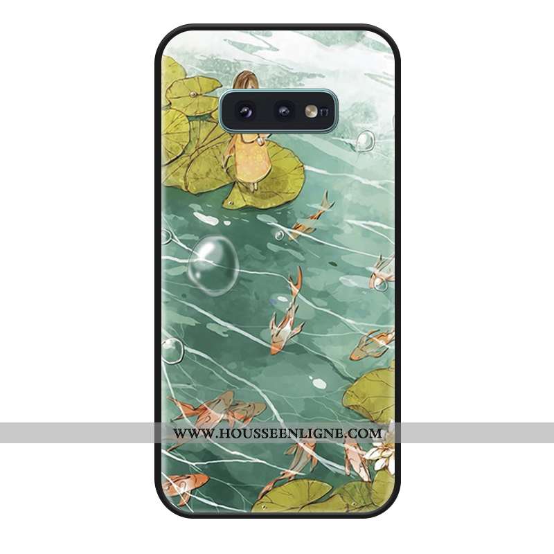 Housse Samsung Galaxy S10e Fluide Doux Silicone Tout Compris Coque Téléphone Portable Vert Étoile Ve