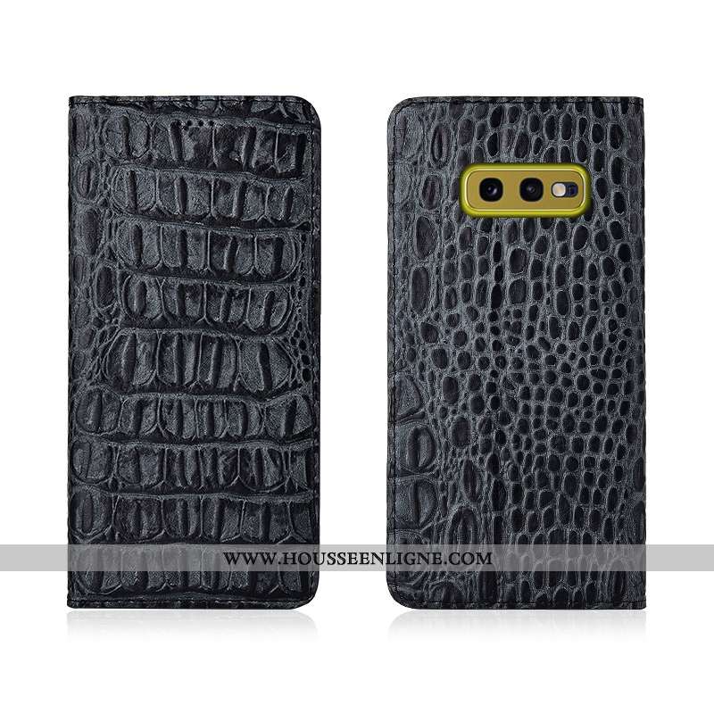 Housse Samsung Galaxy S10e Protection Cuir Véritable Nouveau Fluide Doux Étui Téléphone Portable Ble