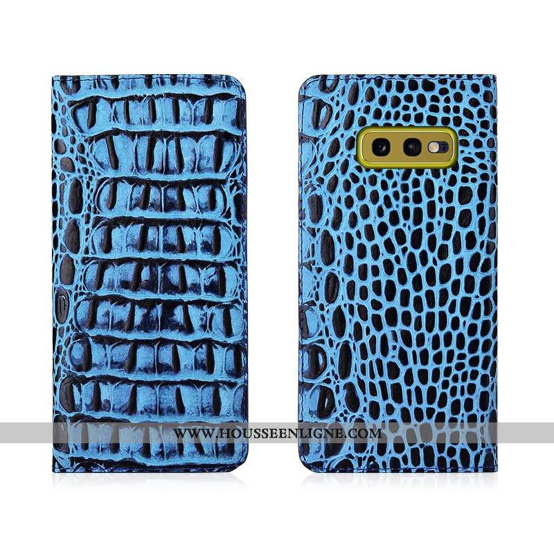 Housse Samsung Galaxy S10e Protection Cuir Véritable Nouveau Fluide Doux Étui Téléphone Portable Ble