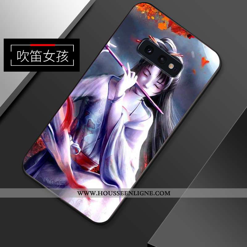 Housse Samsung Galaxy S10e Protection Délavé En Daim Téléphone Portable Fluide Doux Légère Net Rouge