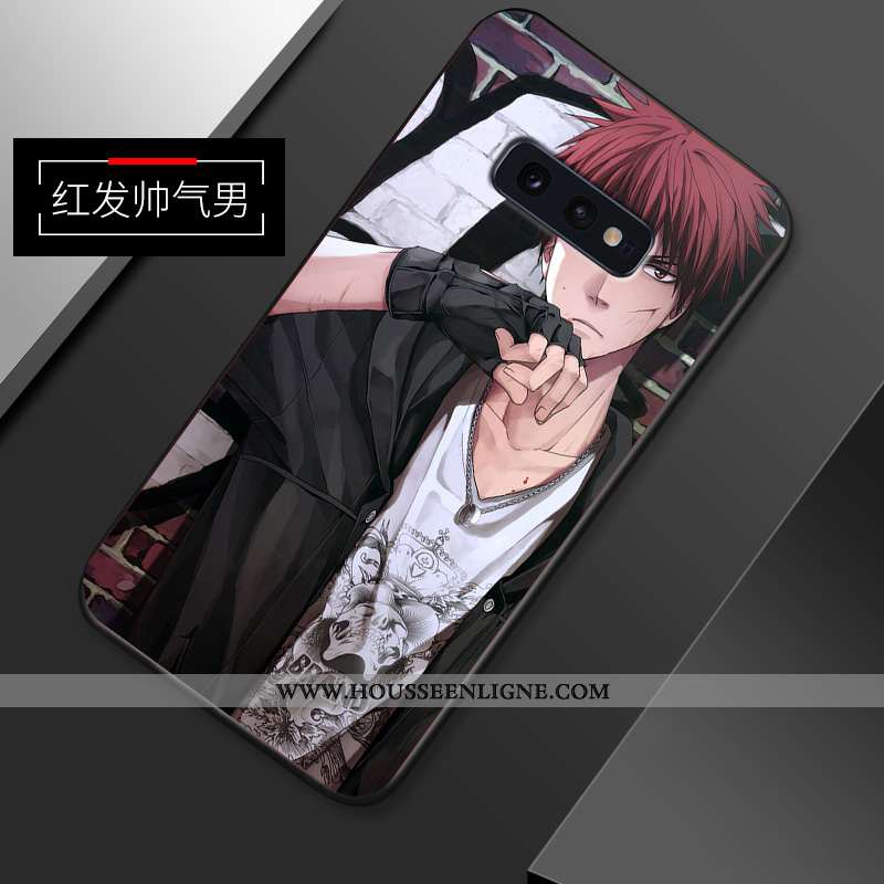 Housse Samsung Galaxy S10e Protection Délavé En Daim Téléphone Portable Fluide Doux Légère Net Rouge