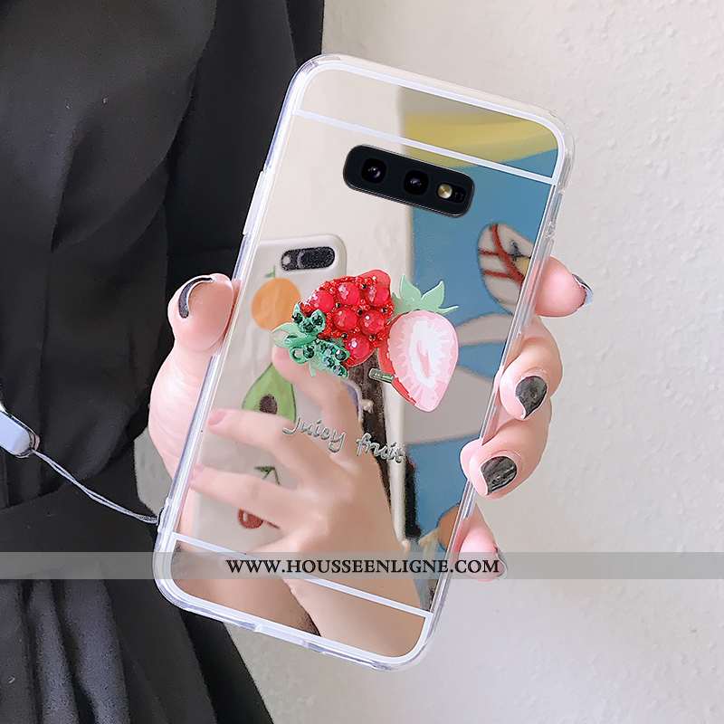 Housse Samsung Galaxy S10e Protection Ornements Suspendus Fraise Fluide Doux Incassable Téléphone Po