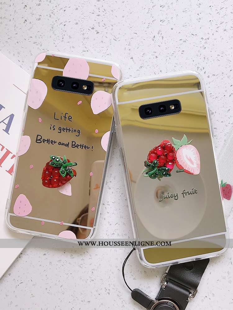 Housse Samsung Galaxy S10e Protection Ornements Suspendus Fraise Fluide Doux Incassable Téléphone Po