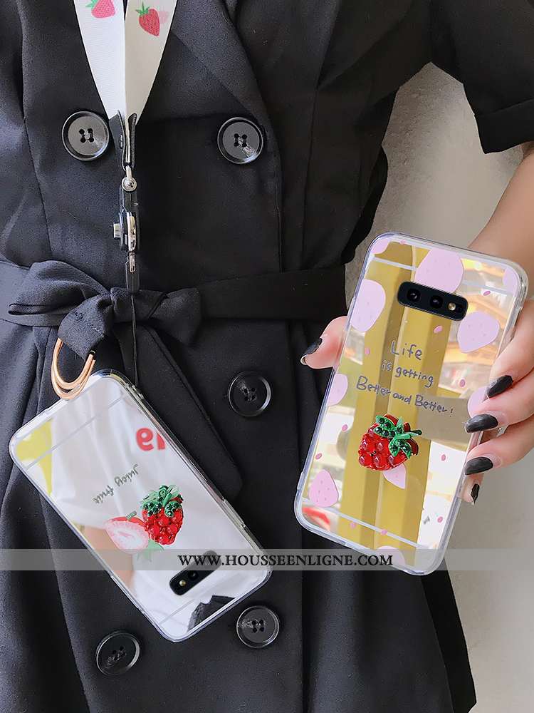 Housse Samsung Galaxy S10e Protection Ornements Suspendus Fraise Fluide Doux Incassable Téléphone Po