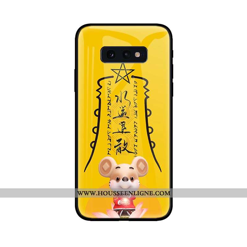 Housse Samsung Galaxy S10e Protection Verre Coque Téléphone Portable Créatif Jaune Personnalité