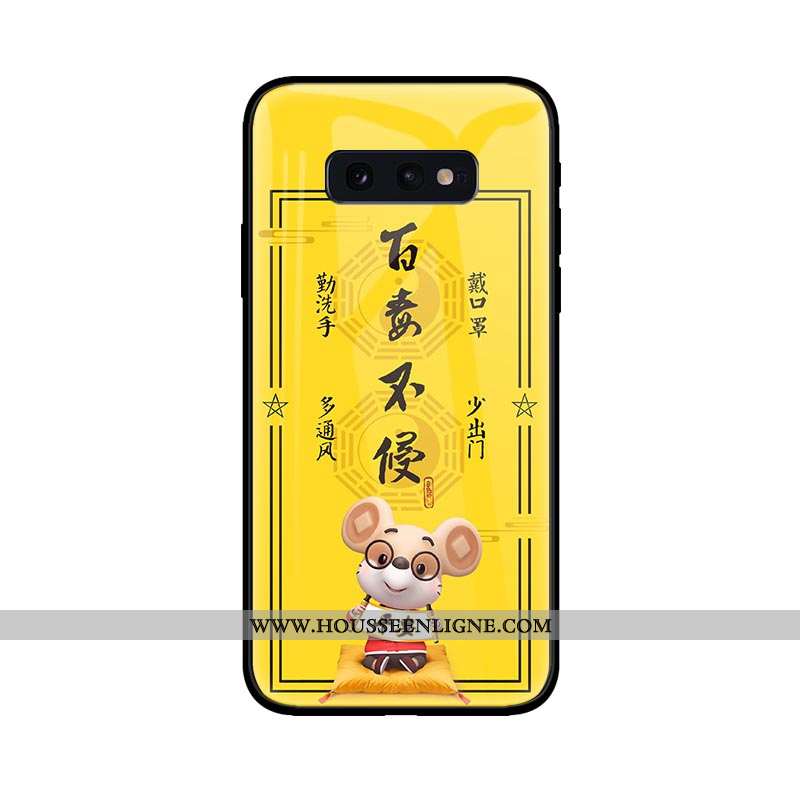 Housse Samsung Galaxy S10e Protection Verre Coque Téléphone Portable Créatif Jaune Personnalité