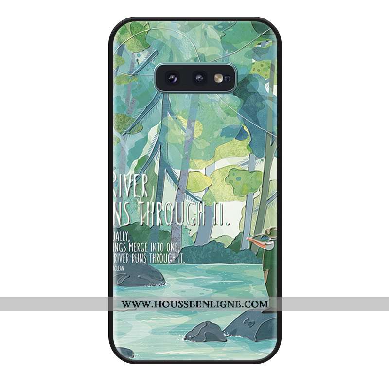 Housse Samsung Galaxy S10e Silicone Gaufrage Incassable Étoile Téléphone Portable Tout Compris Vert 