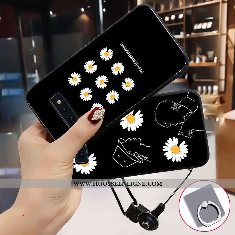 Housse Samsung Galaxy S10e Silicone Protection Tendance Étoile Coque Nouveau Fluide Doux Noir