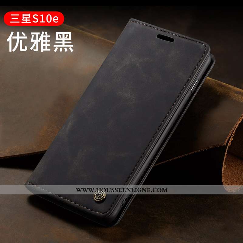 Housse Samsung Galaxy S10e Ultra Légère Net Rouge Cuir Personnalité Étui Étoile Noir