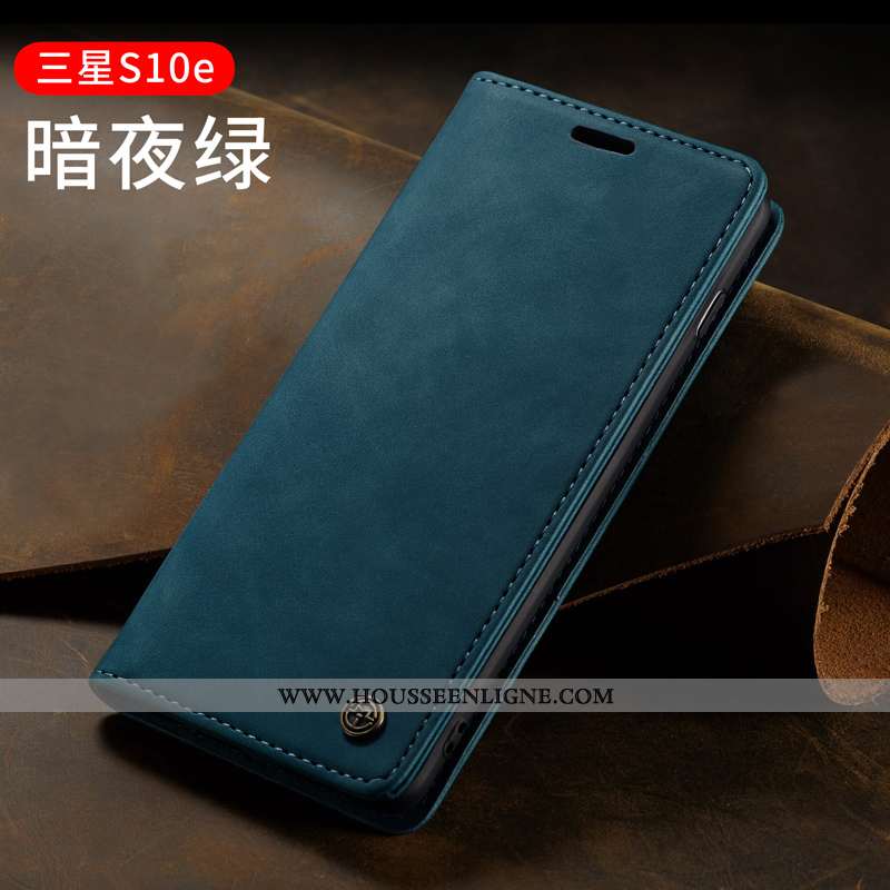 Housse Samsung Galaxy S10e Ultra Légère Net Rouge Cuir Personnalité Étui Étoile Noir