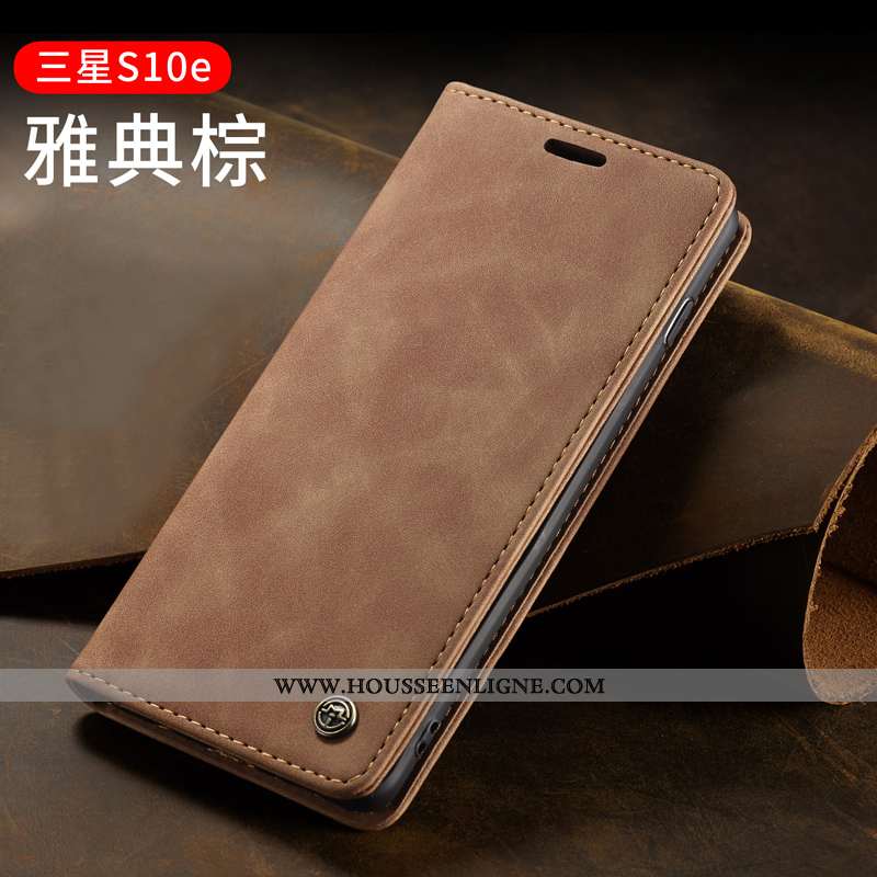 Housse Samsung Galaxy S10e Ultra Légère Net Rouge Cuir Personnalité Étui Étoile Noir