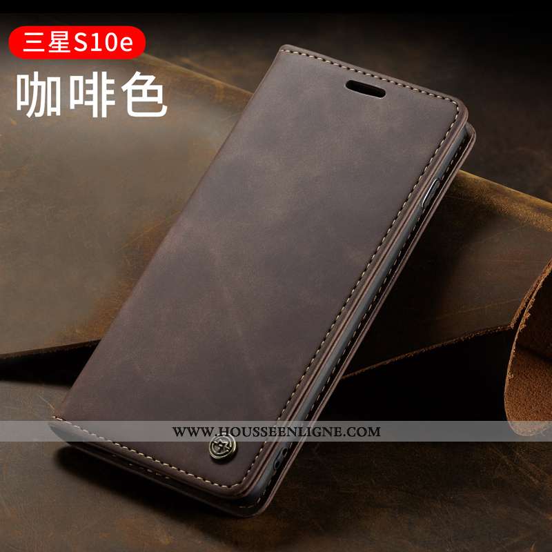 Housse Samsung Galaxy S10e Ultra Légère Net Rouge Cuir Personnalité Étui Étoile Noir