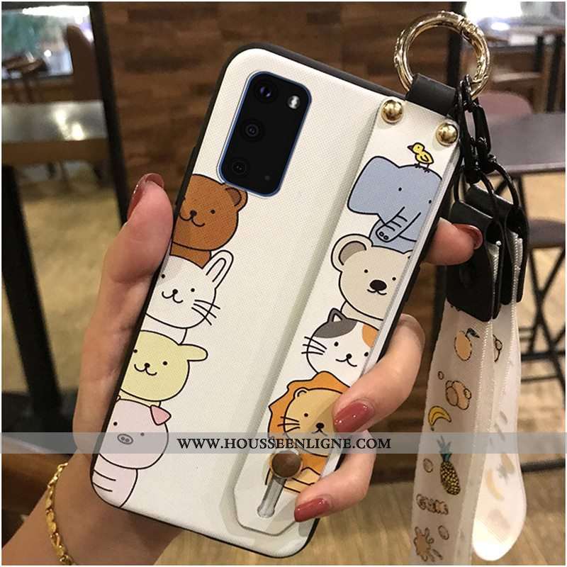 Housse Samsung Galaxy S20 Créatif Dessin Animé Noir Étui Fluide Doux Coque Ornements Suspendus
