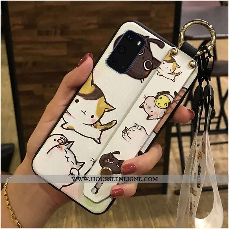 Housse Samsung Galaxy S20 Créatif Dessin Animé Noir Étui Fluide Doux Coque Ornements Suspendus