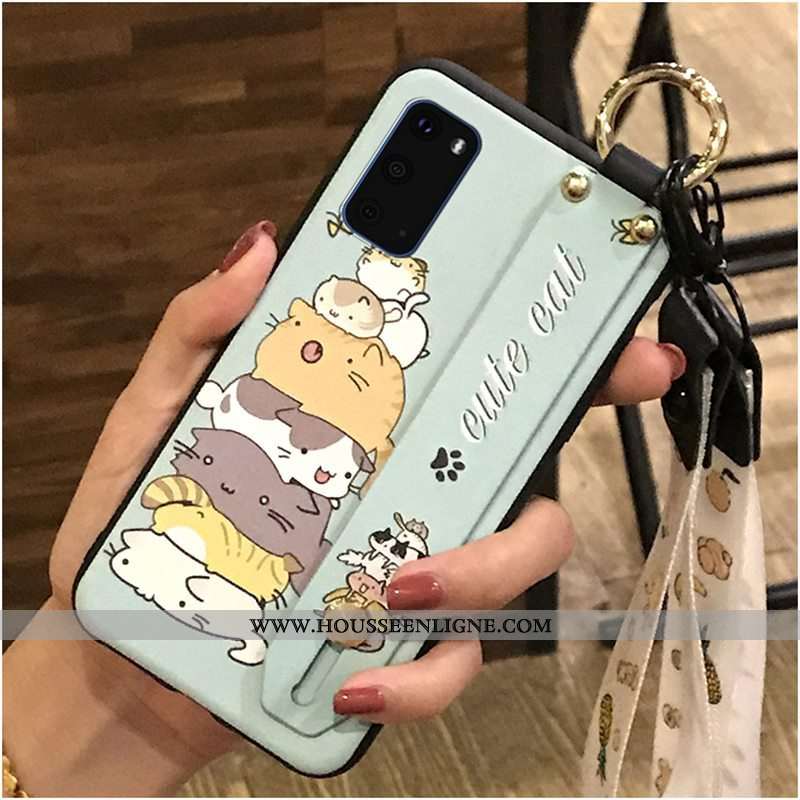 Housse Samsung Galaxy S20 Créatif Dessin Animé Noir Étui Fluide Doux Coque Ornements Suspendus