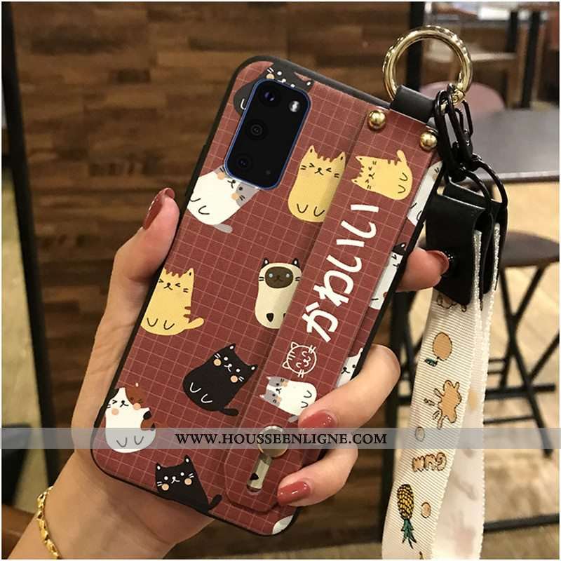Housse Samsung Galaxy S20 Créatif Dessin Animé Noir Étui Fluide Doux Coque Ornements Suspendus