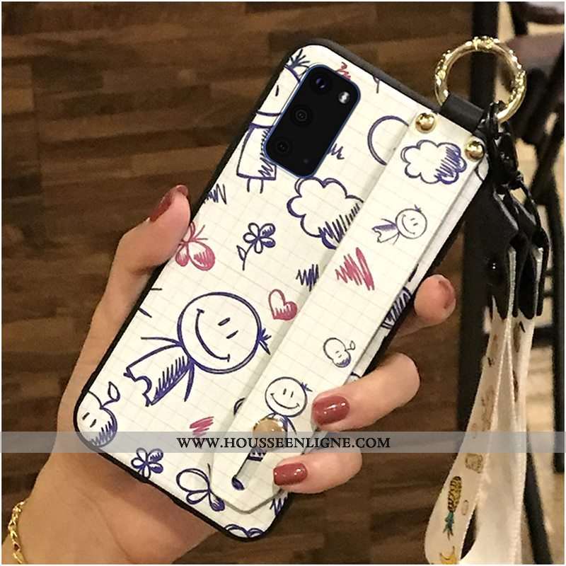 Housse Samsung Galaxy S20 Créatif Dessin Animé Noir Étui Fluide Doux Coque Ornements Suspendus