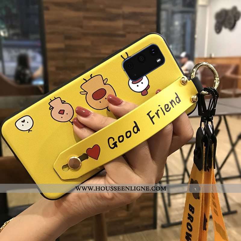 Housse Samsung Galaxy S20 Créatif Dessin Animé Noir Étui Fluide Doux Coque Ornements Suspendus