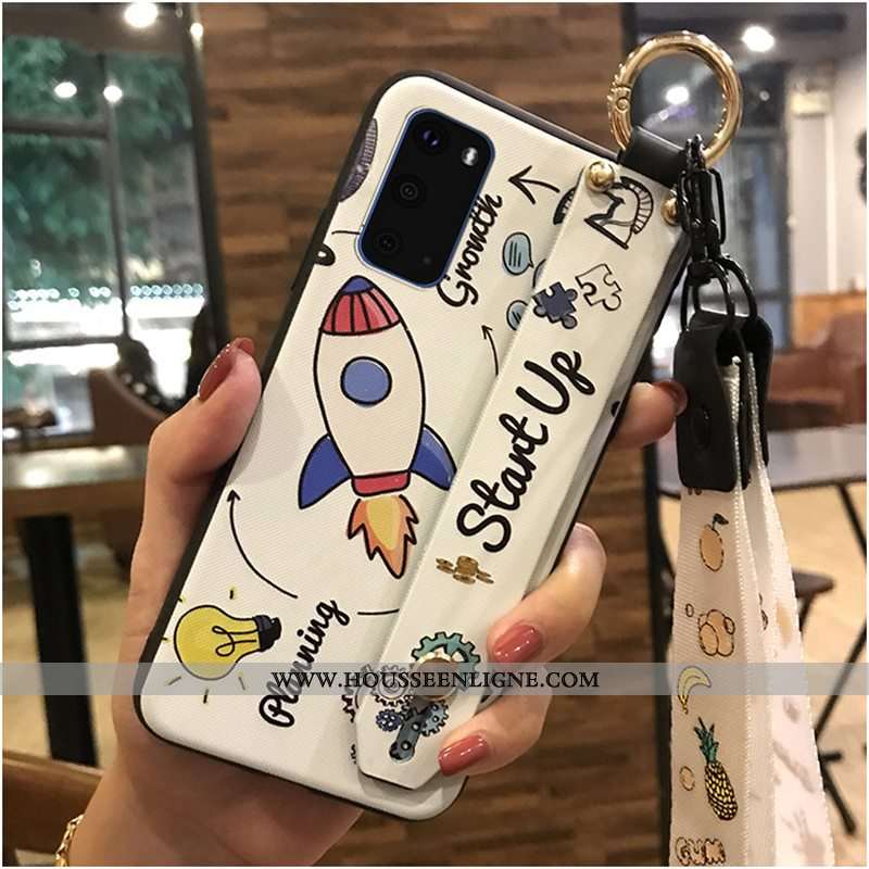 Housse Samsung Galaxy S20 Créatif Dessin Animé Noir Étui Fluide Doux Coque Ornements Suspendus