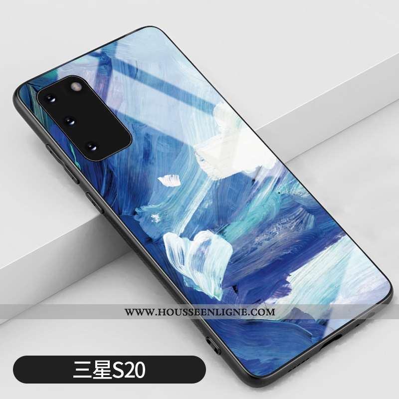 Housse Samsung Galaxy S20 Créatif Silicone Étoile Coque Peinture À L'huile Bleu Incassable