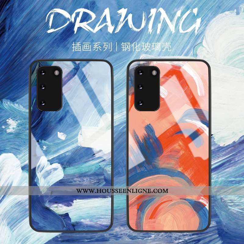 Housse Samsung Galaxy S20 Créatif Silicone Étoile Coque Peinture À L'huile Bleu Incassable