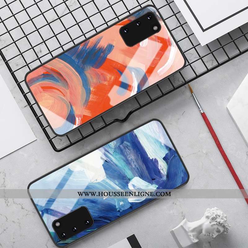 Housse Samsung Galaxy S20 Créatif Silicone Étoile Coque Peinture À L'huile Bleu Incassable