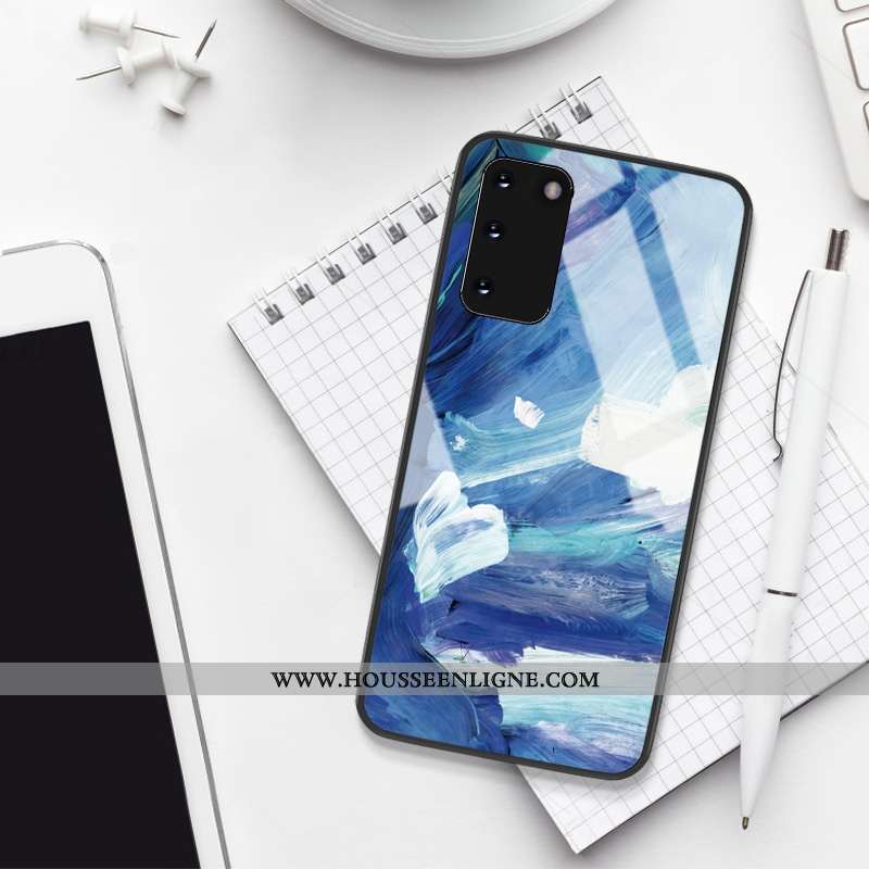 Housse Samsung Galaxy S20 Créatif Silicone Étoile Coque Peinture À L'huile Bleu Incassable