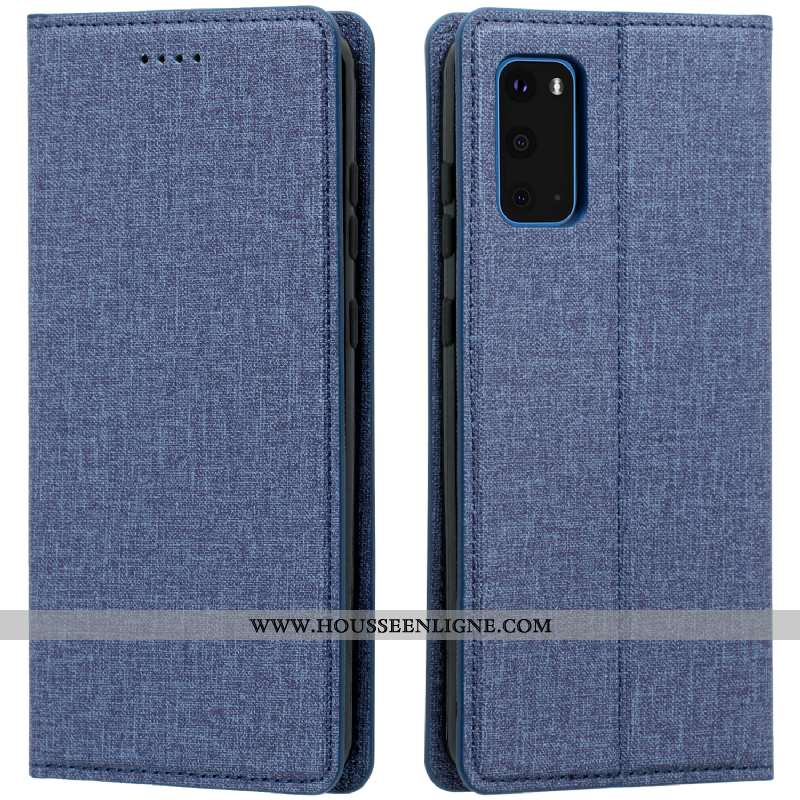 Housse Samsung Galaxy S20 Cuir Modèle Fleurie Créatif Étoile Étui Bleu