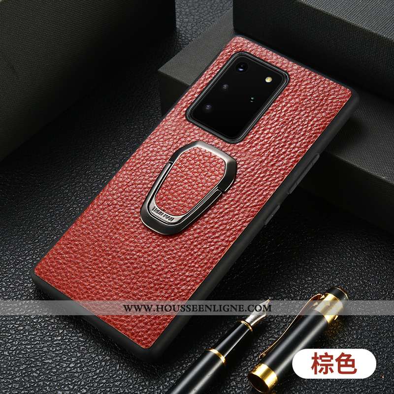 Housse Samsung Galaxy S20+ Cuir Protection Téléphone Portable Étui Support Luxe Tout Compris Marron