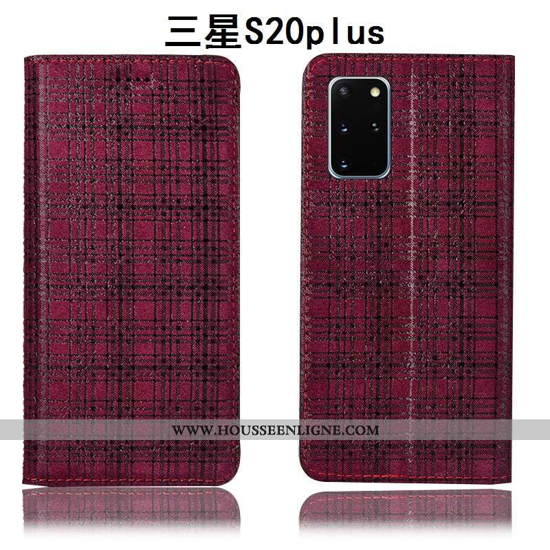 Housse Samsung Galaxy S20+ Cuir Véritable Protection Velours Gris Étoile Étui