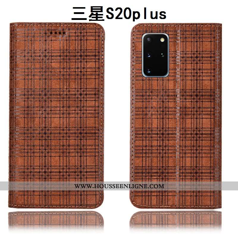 Housse Samsung Galaxy S20+ Cuir Véritable Protection Velours Gris Étoile Étui