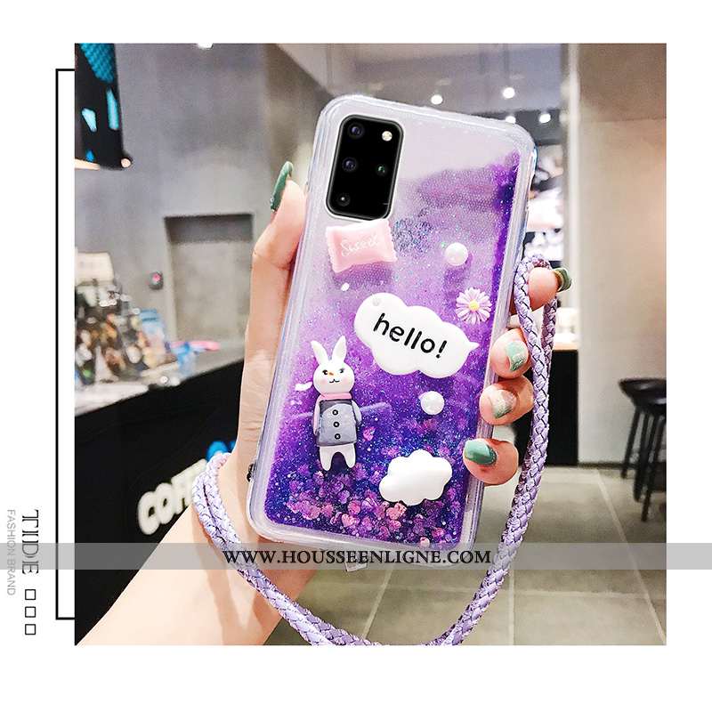 Housse Samsung Galaxy S20+ Délavé En Daim Créatif Étoile Tendance Coque Rose Mode