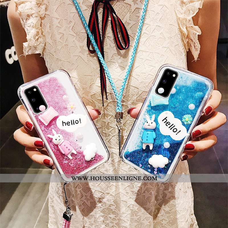 Housse Samsung Galaxy S20+ Délavé En Daim Créatif Étoile Tendance Coque Rose Mode