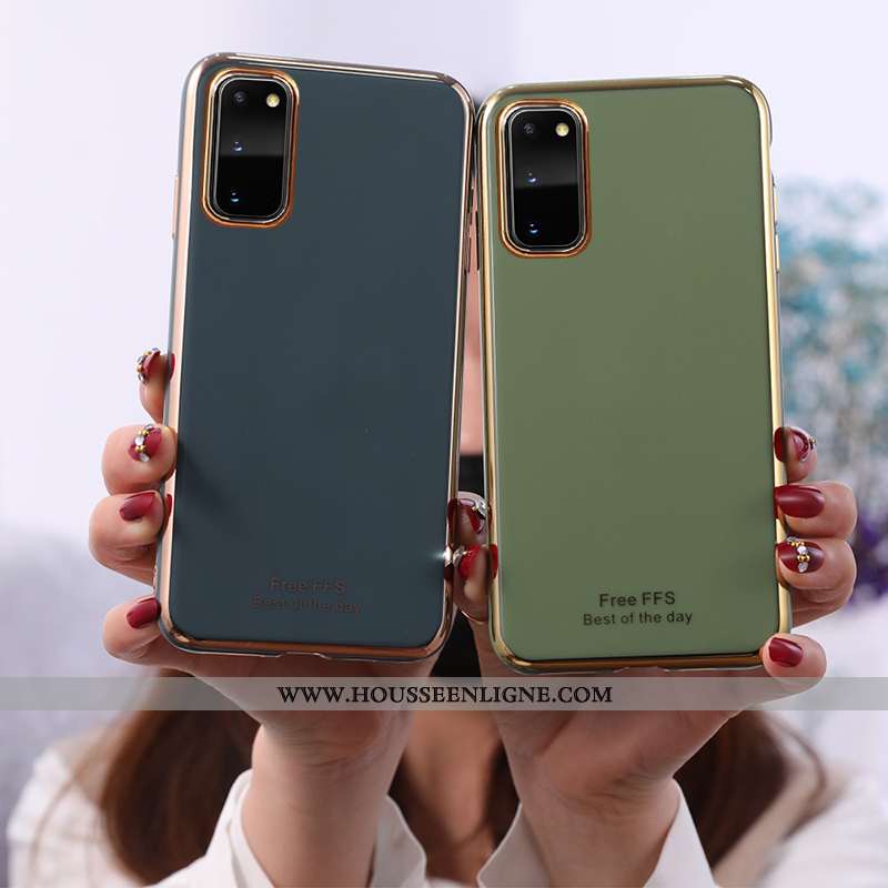 Housse Samsung Galaxy S20 Fluide Doux Étoile Incassable Vert Couleur Unie Coque Téléphone Portable V